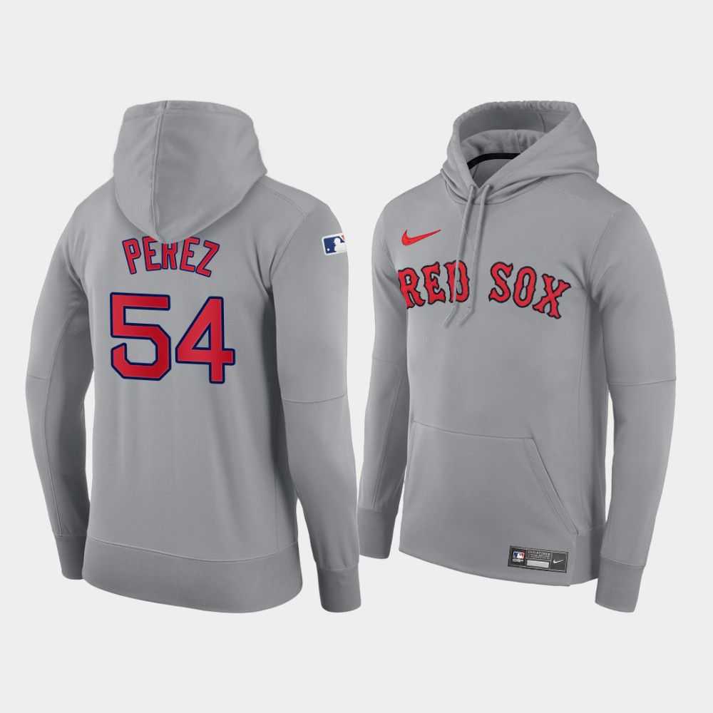 Men Boston Red Sox 54 Perez gray road hoodie 2021 MLB Nike Jerseys